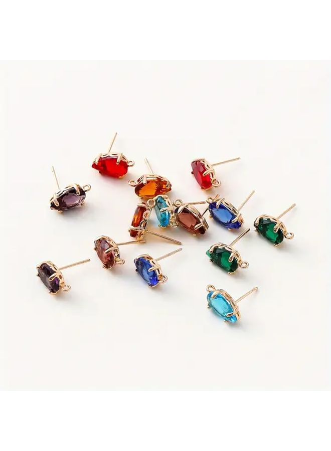 4pcs 18k Golden Plated Light Blue Brass Zirconia Oval Earring Hooks Durable Fashion Findings For Womens Jewelry Making Crafting Elegant Earrings - Image 2