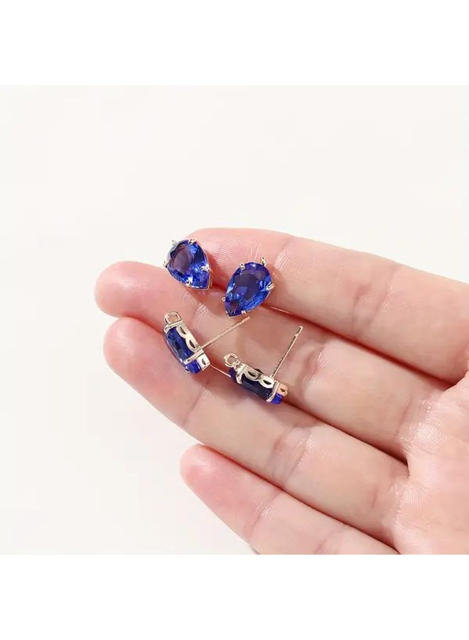 4pcs 18k Golden Plated Light Blue Brass Zirconia Oval Earring Hooks Durable Fashion Findings For Womens Jewelry Making Crafting Elegant Earrings - Image 5