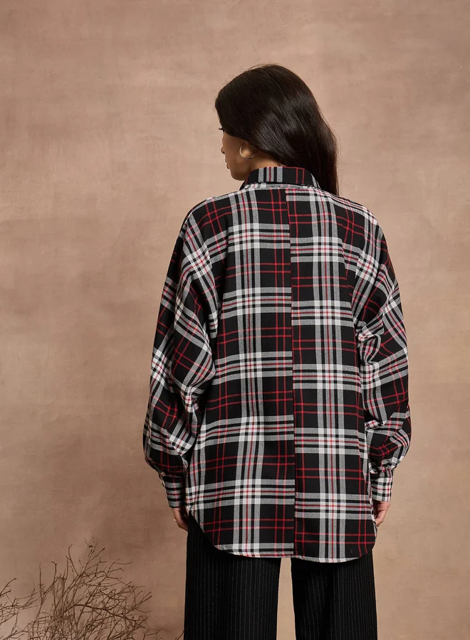 SASSAFRAS Checked Long Sleeves Oversized Shirt