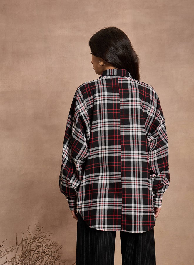 SASSAFRAS Checked Long Sleeves Oversized Shirt  - Image 5