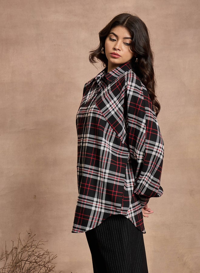 SASSAFRAS Checked Long Sleeves Oversized Shirt  - Image 3