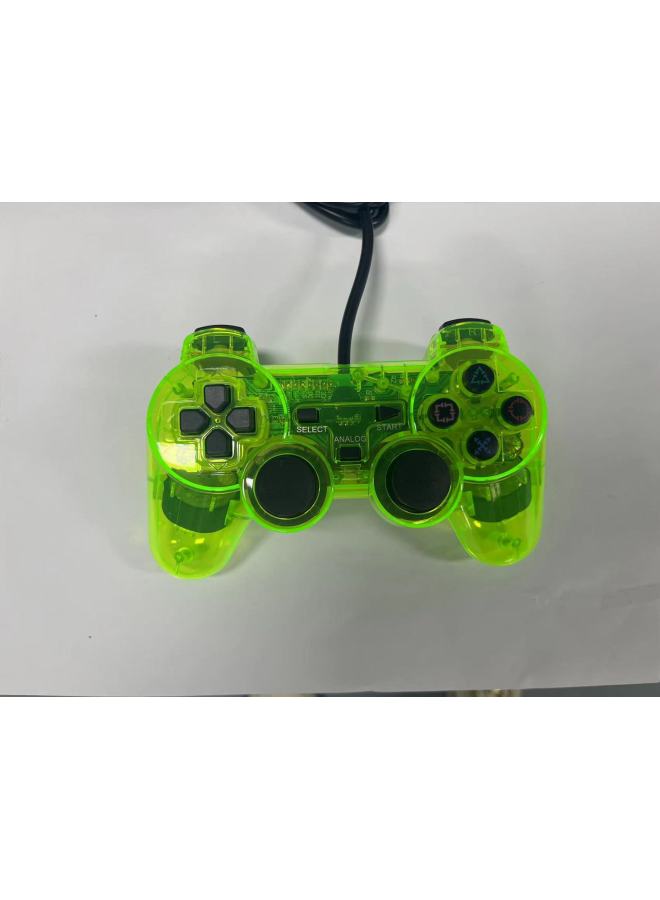 Source PS2 Handle Ps2 Wired Gamepad Dual Vibration Transparent Color P2 Snowflake Handle-Product Color:Transparent Green (bare Metal)  - Image 1