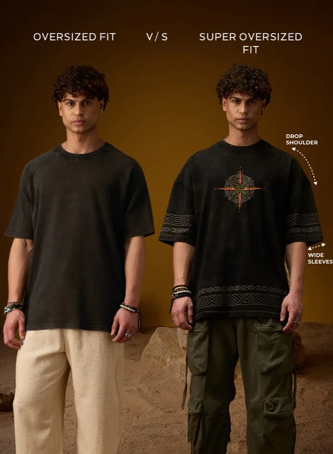 The Souled Store Olive The Souled Store Men Vikings Ragnar Graphic Printed Olive Super Oversized T-Shirts for Men | Best Price UAE