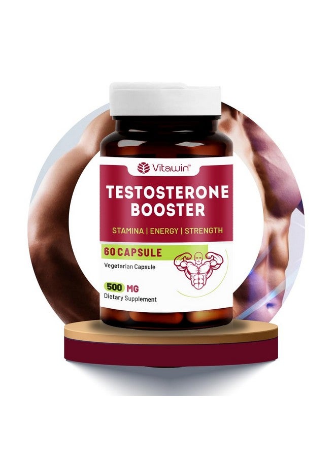 VitaWin Testostrone Booster For Strength, Energy & Stamina, Natural Herbal, 500 mg, Veg - 60 Capsules, Nutrition Supplement - Image 1