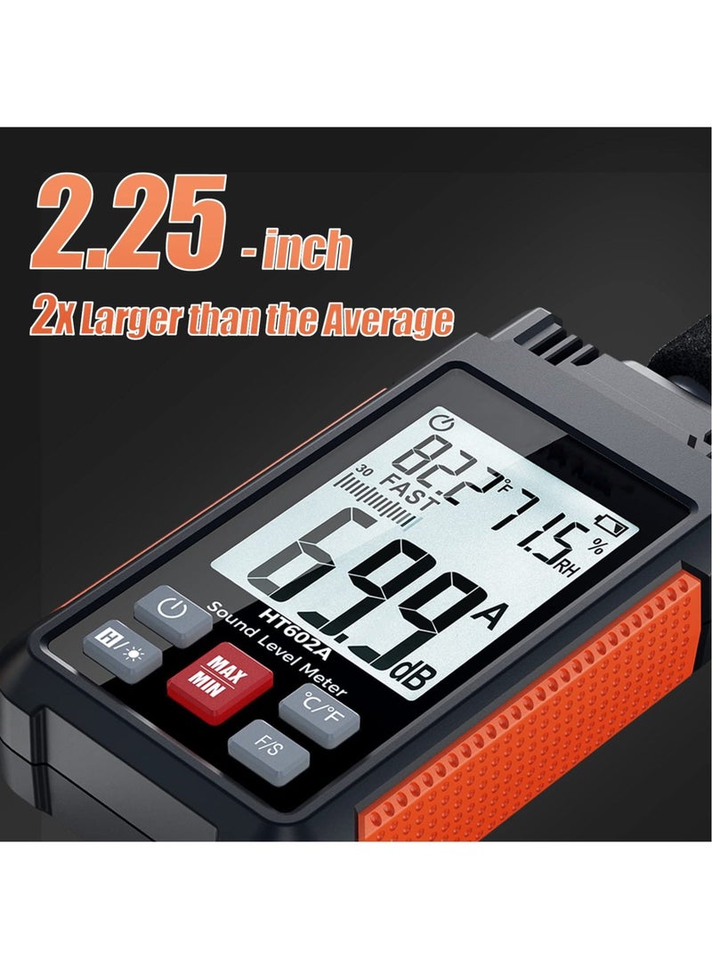 Generic Protmex Sound Level Meter, 30-130dBA 30Hz-8KHz Decibel Meter with Large LCD Screen, Temperature and Humidity Measuring, A Weighting Mode, MAX/MIN, Fast/Slow, Data Hold, Backlight, Auto-Off Functions  - Image 4
