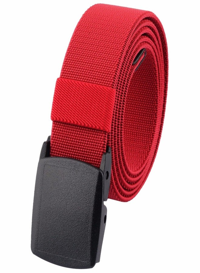 moonsix Men's Elastic Belt,Outdoor Military Tactical Duty Web Belt with Plastic Buckle,Red - Image 1