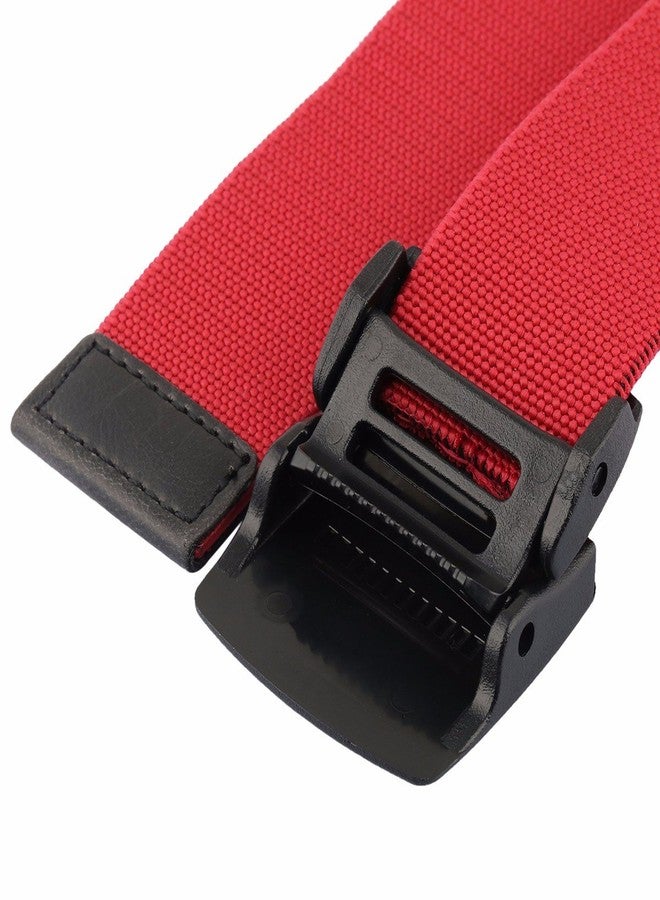 moonsix Men's Elastic Belt,Outdoor Military Tactical Duty Web Belt with Plastic Buckle,Red - Image 3