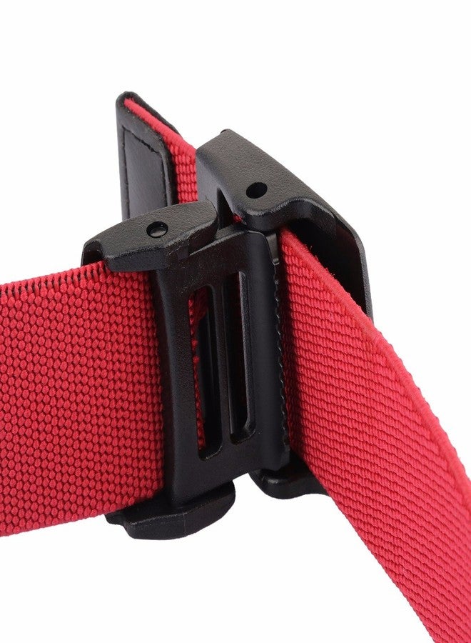 moonsix Men's Elastic Belt,Outdoor Military Tactical Duty Web Belt with Plastic Buckle,Red - Image 2
