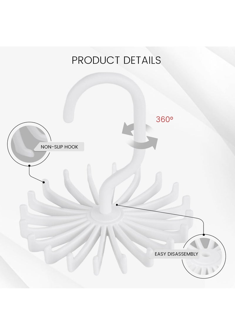 4PCS Adjustable Twirl Tie Racks, 360 Degree Rotating Scarf Hanger Hanging Holder Storage Hook for Belt Bra Tank Top Tie Scarf White  - Image 5