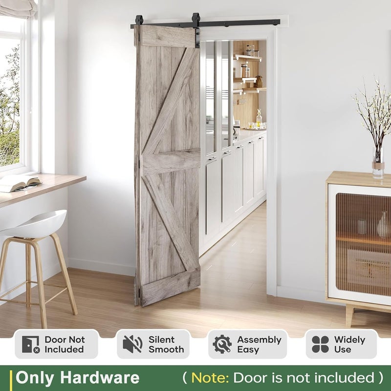 ROYMELO 52" Bifold Sliding Barn Door Hardware Track Kit,Side Mounted Black J Shape Roller,Smoothly and Quietly,Assembly Easy,Fit Double 24" Bi-Folding Doors (Door Not Included) - Image 2