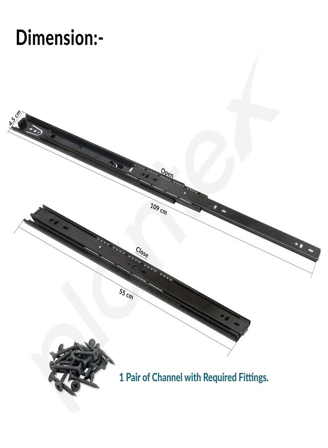 Plantex Drawer Channel/Regular Smooth & Quiet Close Ball Bearing Slider Drawer Channel for Home, Kitchen & Wardrobe/Telescopic Channel for Drawer/for Wooden & Metals Drawers (22-Inch,Black) Pair - Image 3