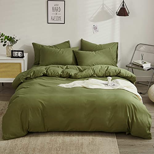 Nanko King Comforter Set Dark Green, Olive Green Soft Reversible All Season Down Alternative Quilted Duvet Insert, Microfiber Filling, Luxury Quality Bedding Sets in a Bag 3PCs 104x90 inch Sage - Image 3