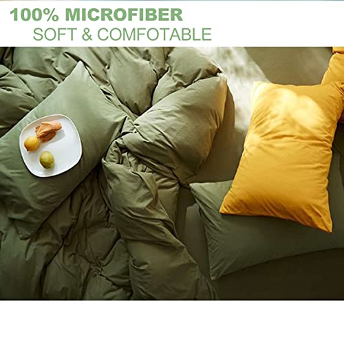 Nanko King Comforter Set Dark Green, Olive Green Soft Reversible All Season Down Alternative Quilted Duvet Insert, Microfiber Filling, Luxury Quality Bedding Sets in a Bag 3PCs 104x90 inch Sage - Image 4
