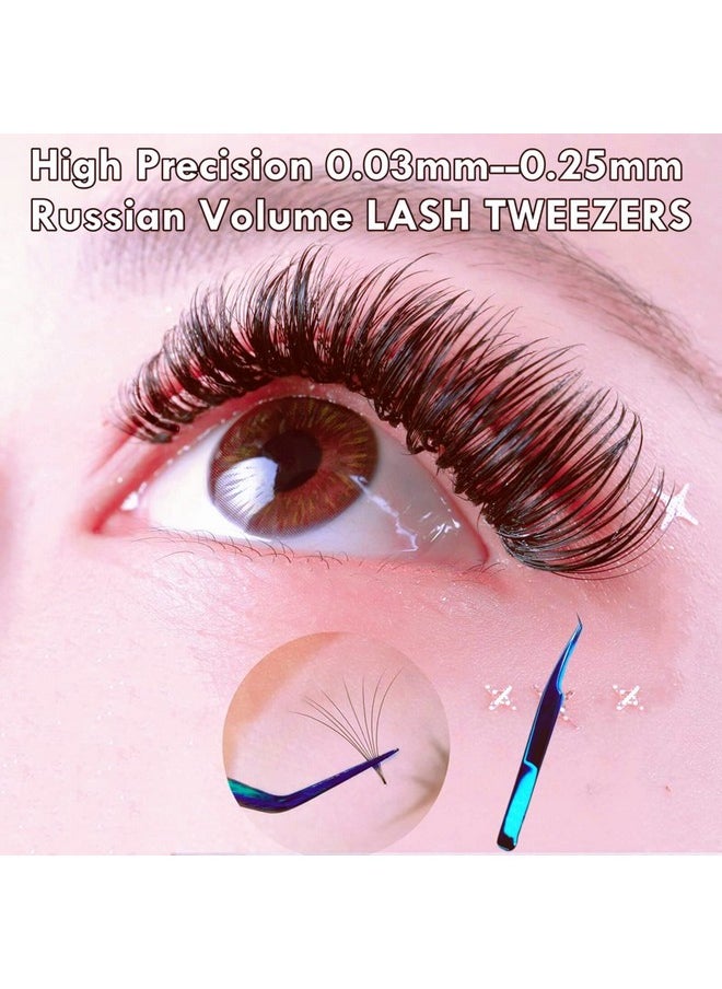 Volume Tweezers Eyelash Extensions Lash Tweezers 45 Degree Original L Shape For 0.05 0.07 0.1 0.15 0.2 Classic Lash/Mega Volume/Hybrid Lash Triple Function (Multifunction Tweezers)