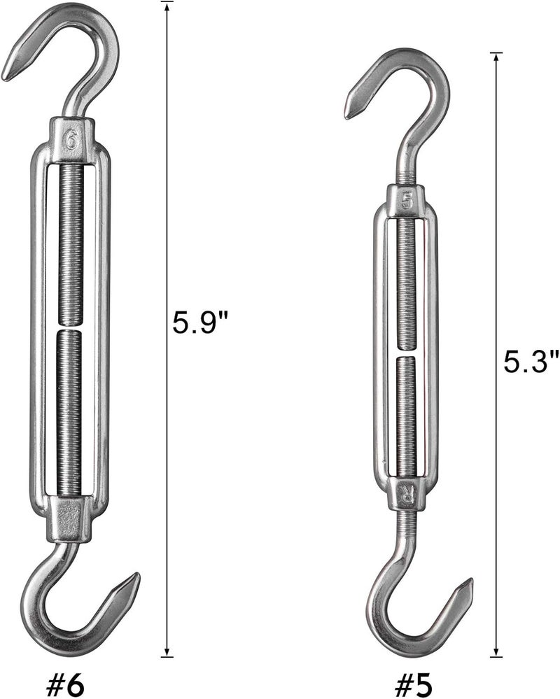 DOEWORKS Shade Sail Hardware Sun Shade Sail Kit 6 Inch Heavy-Duty Stainless Steel Sets for Triangle Shade Sails Outdoor Installation - Image 4