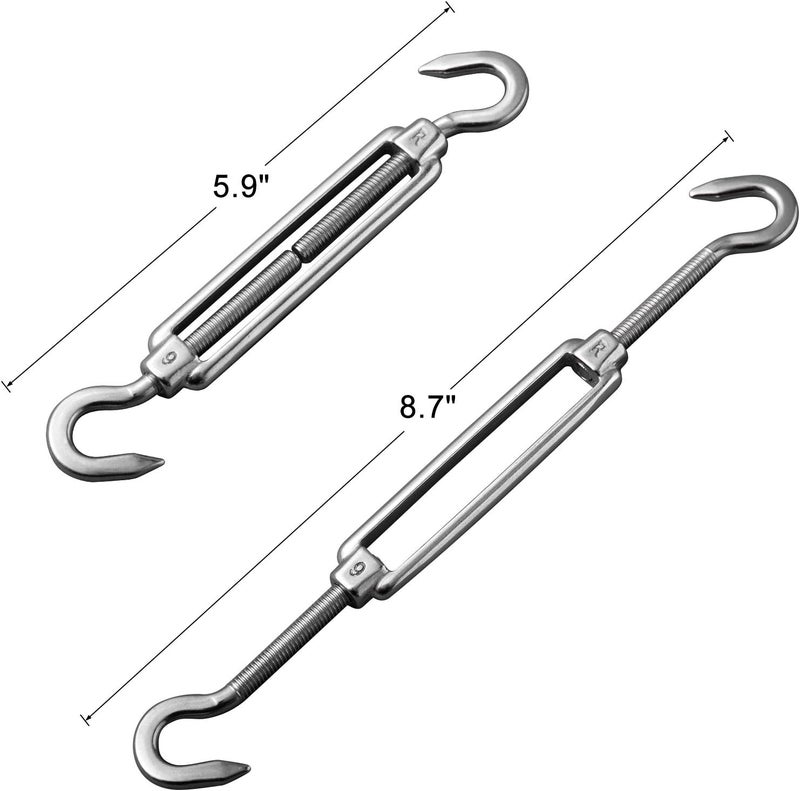 DOEWORKS Shade Sail Hardware Sun Shade Sail Kit 6 Inch Heavy-Duty Stainless Steel Sets for Triangle Shade Sails Outdoor Installation - Image 2