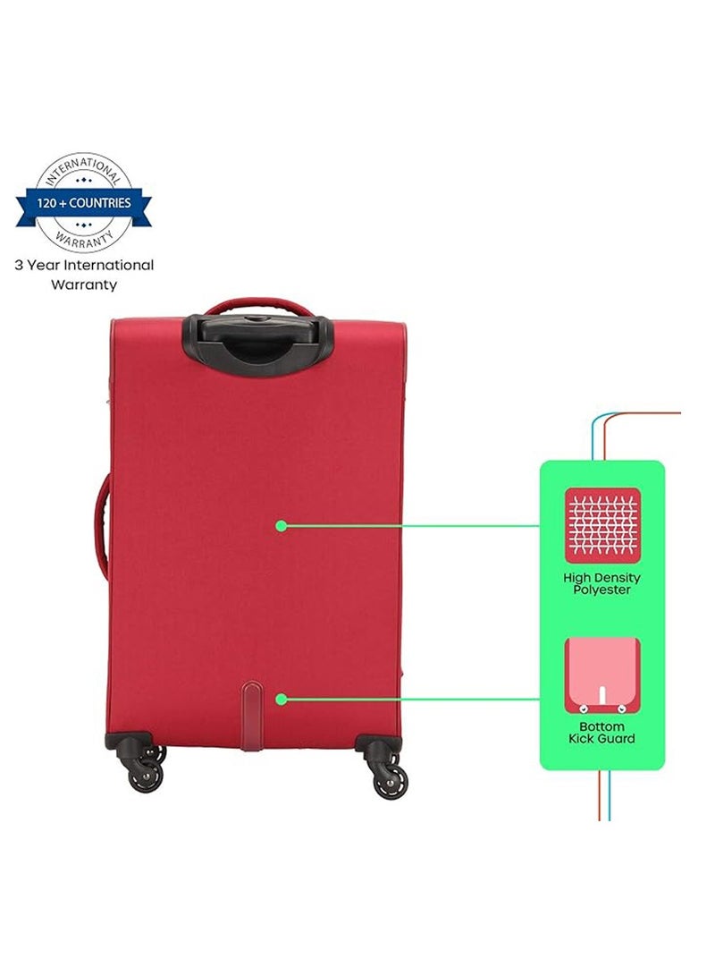 AMERICAN TOURISTER Jamaica Suitcase, Check-In Size 69 cm / 25 inch, 4 Spinner Wheels, Soft Top, 100% Polyester, Maroon|TSA Combination Lock|Expandable|Front Pocket Storage Compartment|Corner Guard|Retractable Aluminum Handle - 3 Years International Warranty - Image 4