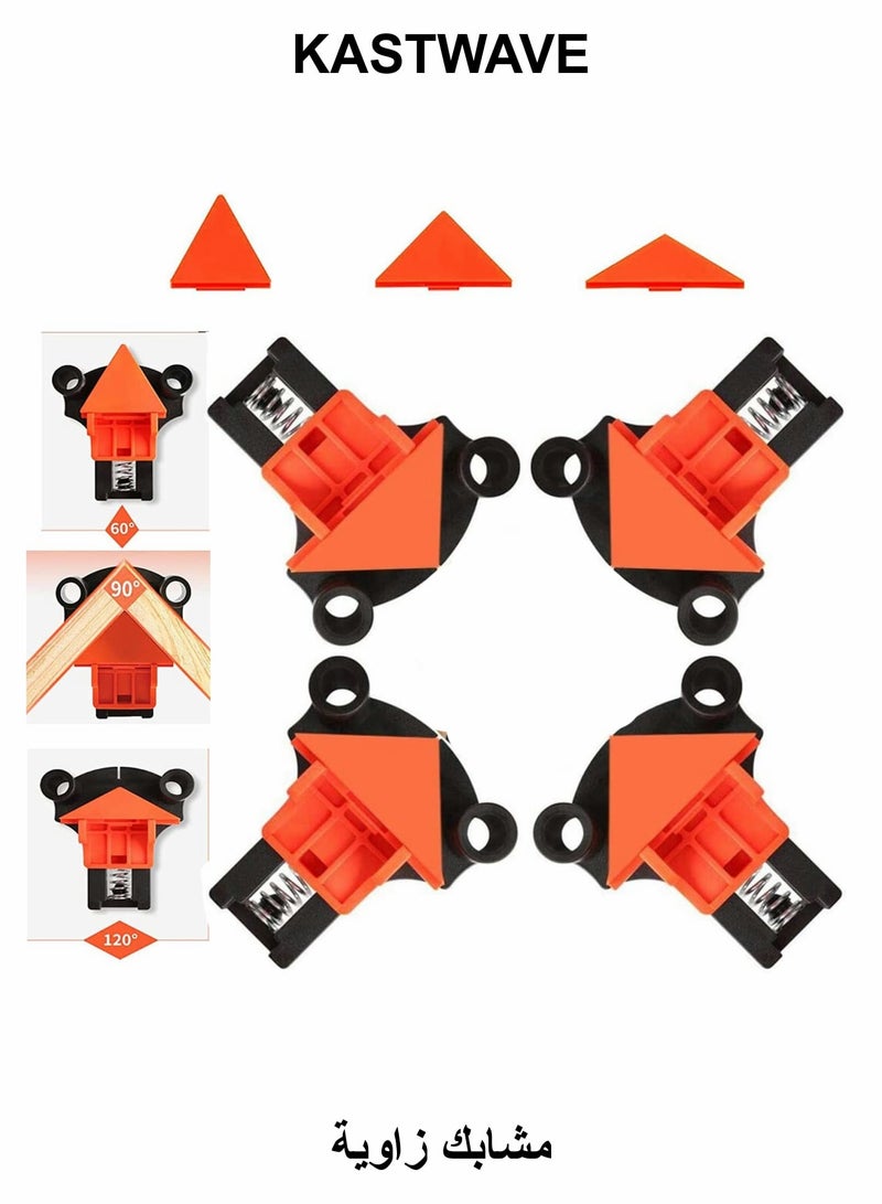 KASTWAVE Corner Clamps for Woodworking, 4 Pcs Corner Clip Fixe, 60/90/120 Degree Angle Wood Clamp Corner Clip Fixer Ruler Clamp - Image 1