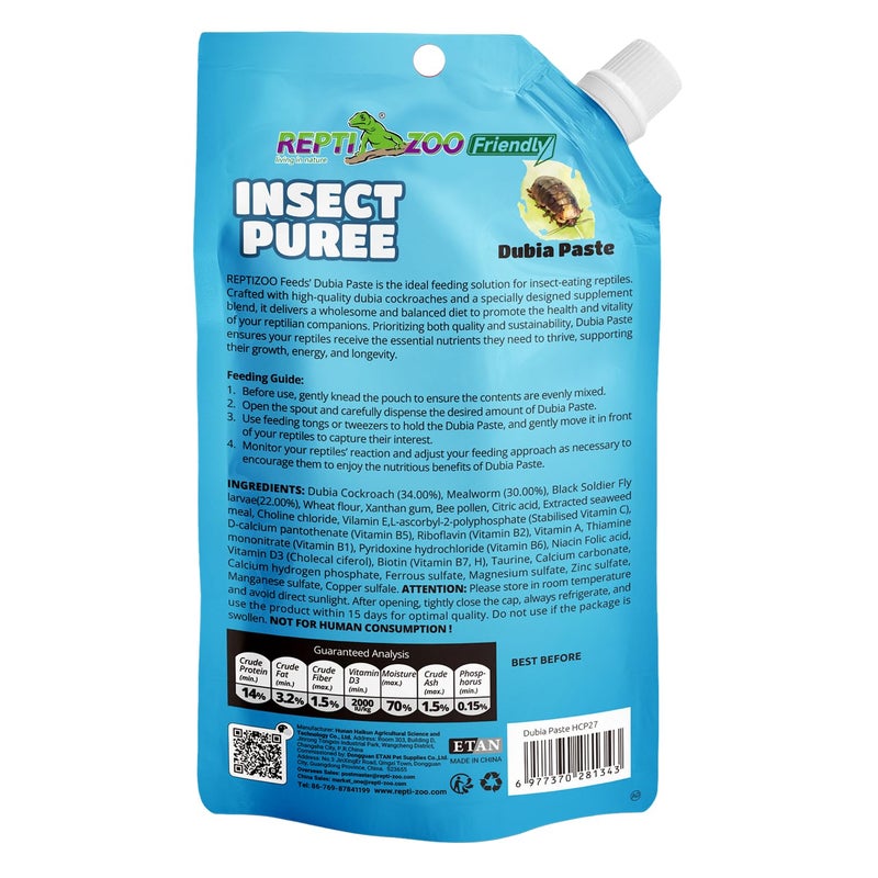 REPTIZOO FRIENDLY Crested Gecko Food Insect Puree, Dubia Paste Reptile Food Made with Fresh Insects 2.82oz - Image 4