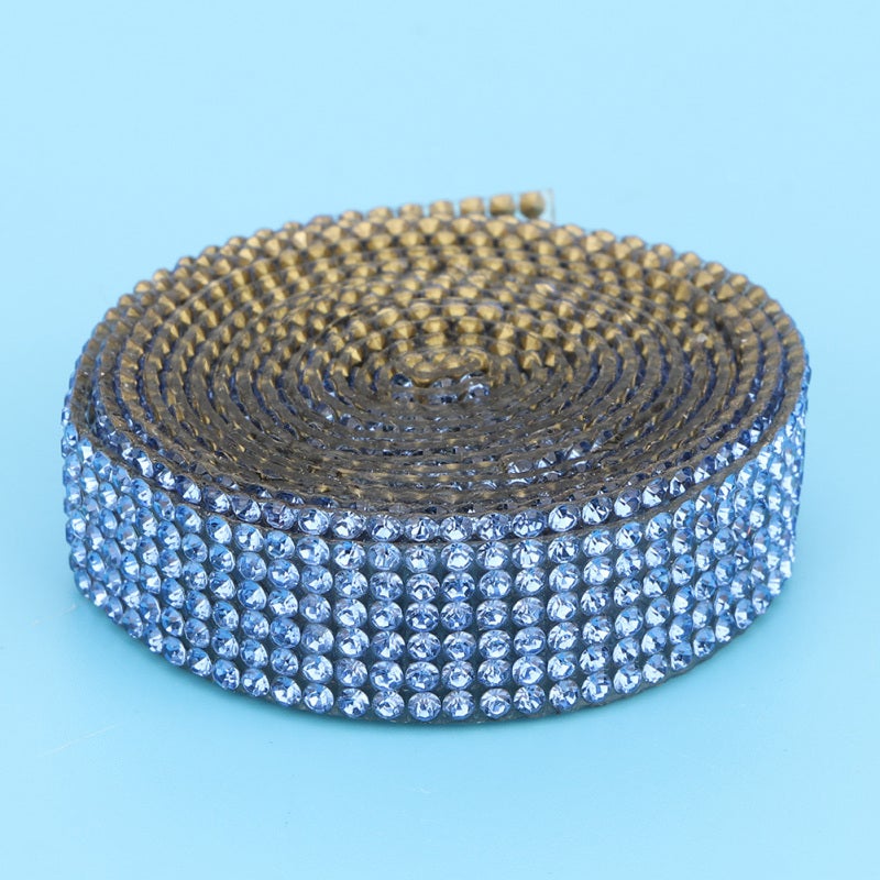 Rhinestone Banding 1 Meter 6 Rows Silver Crystal Mesh - Hot Melt Adhesive Backing Iron On Applique for Wedding Dress Trim - Image 5