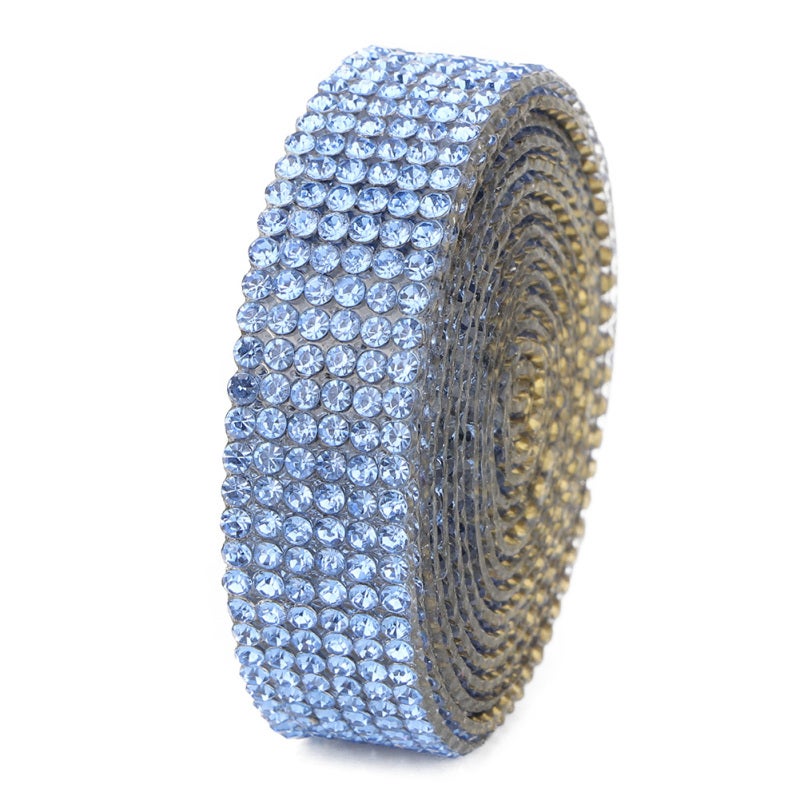 Rhinestone Banding 1 Meter 6 Rows Silver Crystal Mesh - Hot Melt Adhesive Backing Iron On Applique for Wedding Dress Trim - Image 4