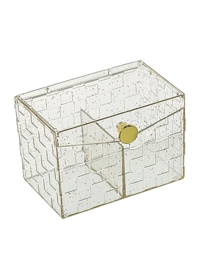 A transparent acrylic storage box with a lid and gold handle, practical and stylish for organizing items. - Image 1