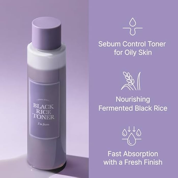 I'm from Black Rice Toner for Oily Skin, Sebum Control Toner, Lightweight, Niacinamide, Panthenol, Fragrance Free, Korean Skin Care, 150ml, 5.07 fl.oz - Image 2