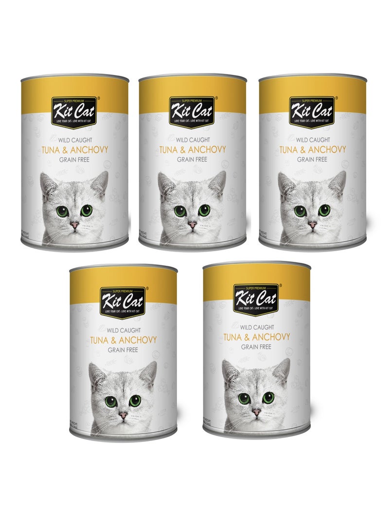 كيت كات 5 قطع من طعام القطط الرطب المصنوع من سمك التونة والأنشوجة البرية 5 × 400 جرام - Image 1