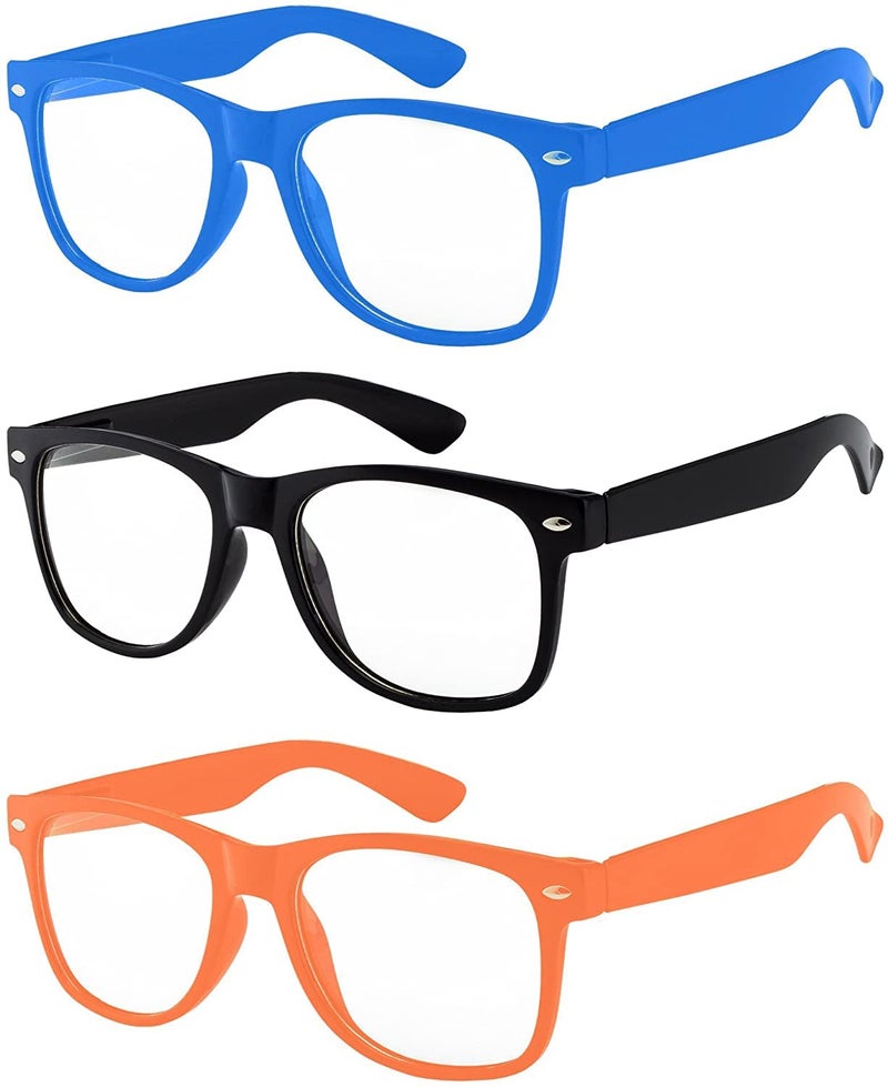 OWL 3 Pack Kids Clear Lens Sunglasses Blue Black Orange - Image 1