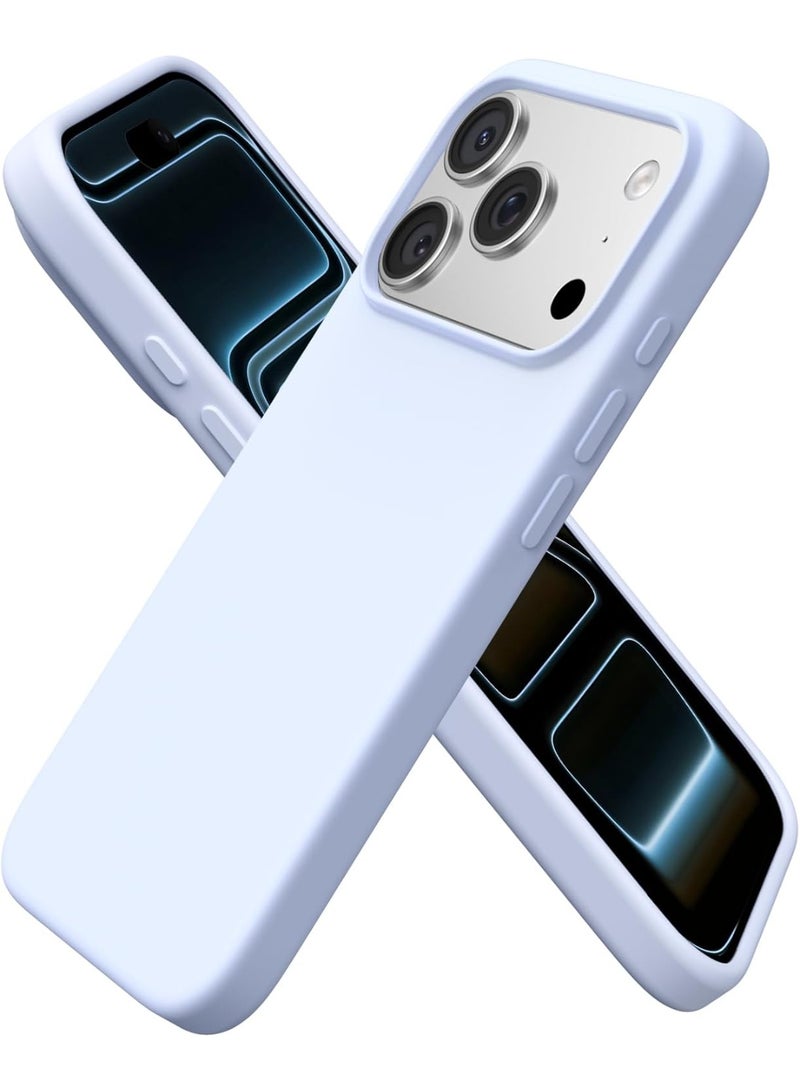 جراب سيليكون متوافق مع iPhone 17 Pro Max، جراب هاتف سيليكون سائل رفيع مع مصد مطاطي ناعم مقاوم للصدمات مكون من 3 طبقات مع بطانة من مادة TPU (أزرق سماوي) - Image 1