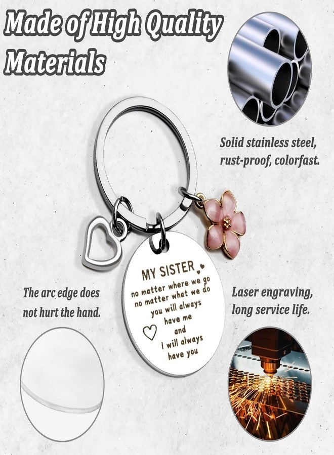 CGBOOM Keychain Gifts Long Distance Cute Inspired Key Chains for Sisters Best Friends Women Girl Valentines Christmas -My Sister No Matter Where We Go - Image 3