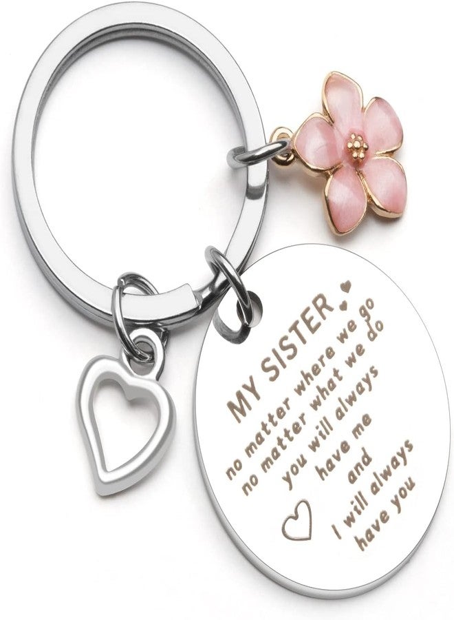 CGBOOM Keychain Gifts Long Distance Cute Inspired Key Chains for Sisters Best Friends Women Girl Valentines Christmas -My Sister No Matter Where We Go - Image 1