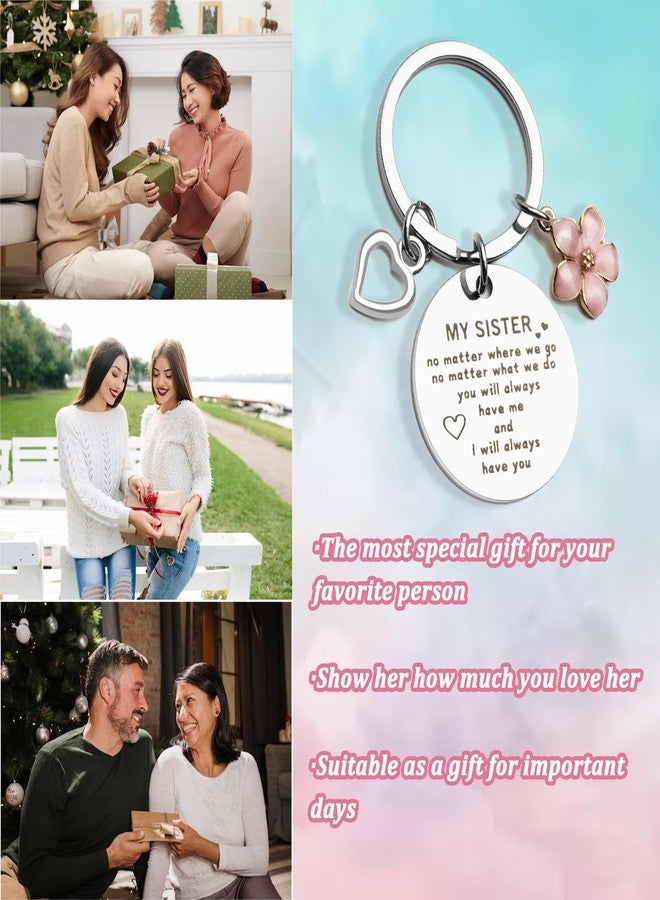 CGBOOM Keychain Gifts Long Distance Cute Inspired Key Chains for Sisters Best Friends Women Girl Valentines Christmas -My Sister No Matter Where We Go - Image 4