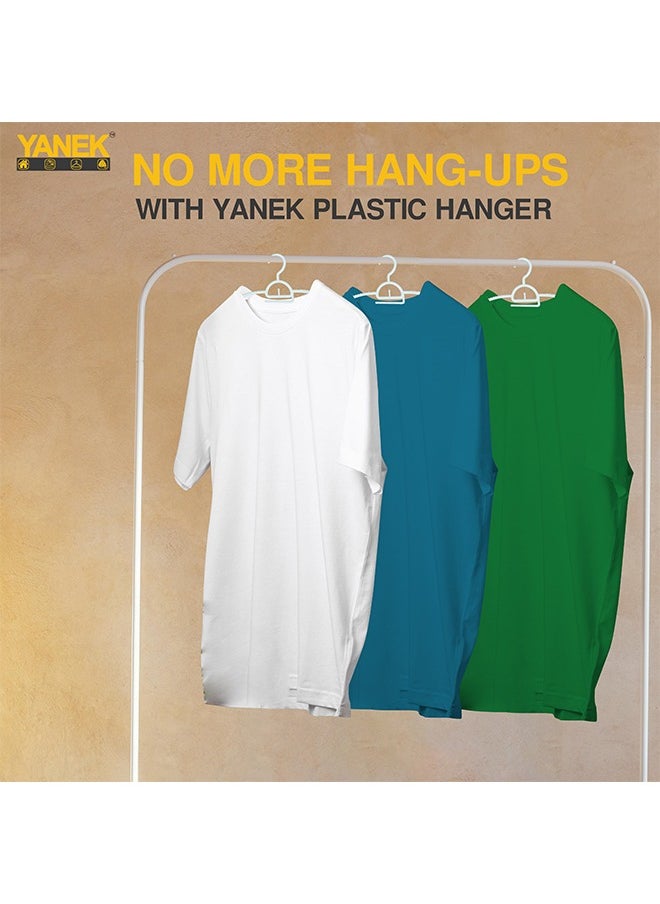 YANEK YANEK Plastic Hangers - Set of Slim Heavy Duty Clothes Hangers for Coats, Jackets, and Pants - Everyday Use Clothing Hangers with Hooks - Standard Coat Hanger Set (18 PACK, WHITE)  - Image 2