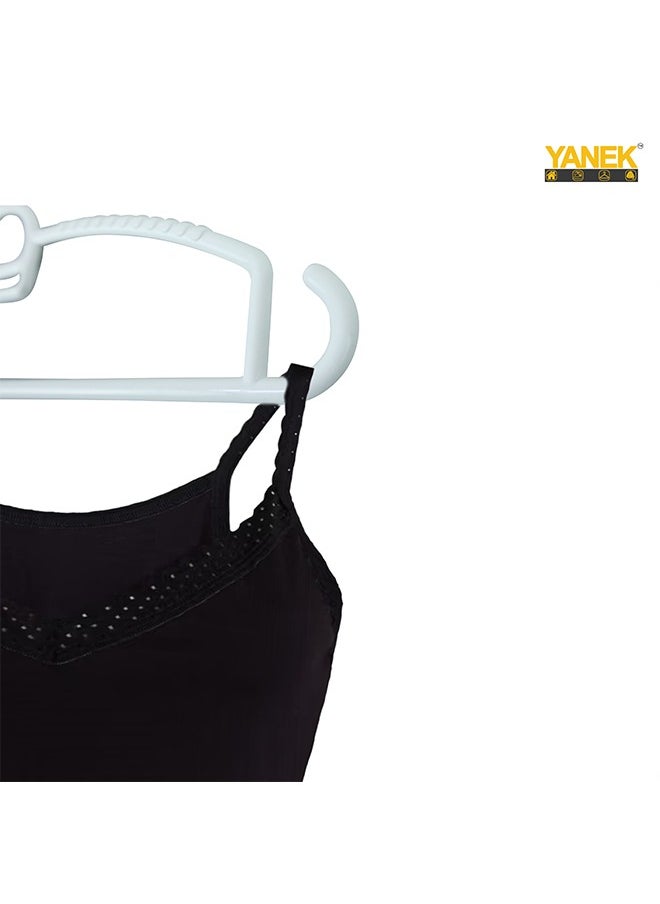 YANEK YANEK Plastic Hangers - Set of Slim Heavy Duty Clothes Hangers for Coats, Jackets, and Pants - Everyday Use Clothing Hangers with Hooks - Standard Coat Hanger Set (18 PACK, WHITE)  - Image 4