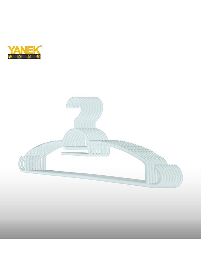 YANEK - YANEK Plastic Hangers - Set of Slim Heavy Duty Clothes Hangers for Coats, Jackets, and Pants - Everyday Use Clothing Hangers with Hooks - Standard Coat Hanger Set (18 PACK, WHITE) - Image 1