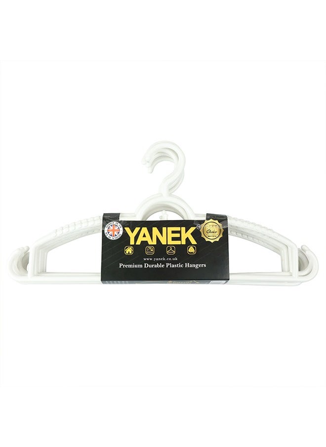 YANEK YANEK Plastic Hangers - Set of Slim Heavy Duty Clothes Hangers for Coats, Jackets, and Pants - Everyday Use Clothing Hangers with Hooks - Standard Coat Hanger Set (18 PACK, WHITE)  - Image 1