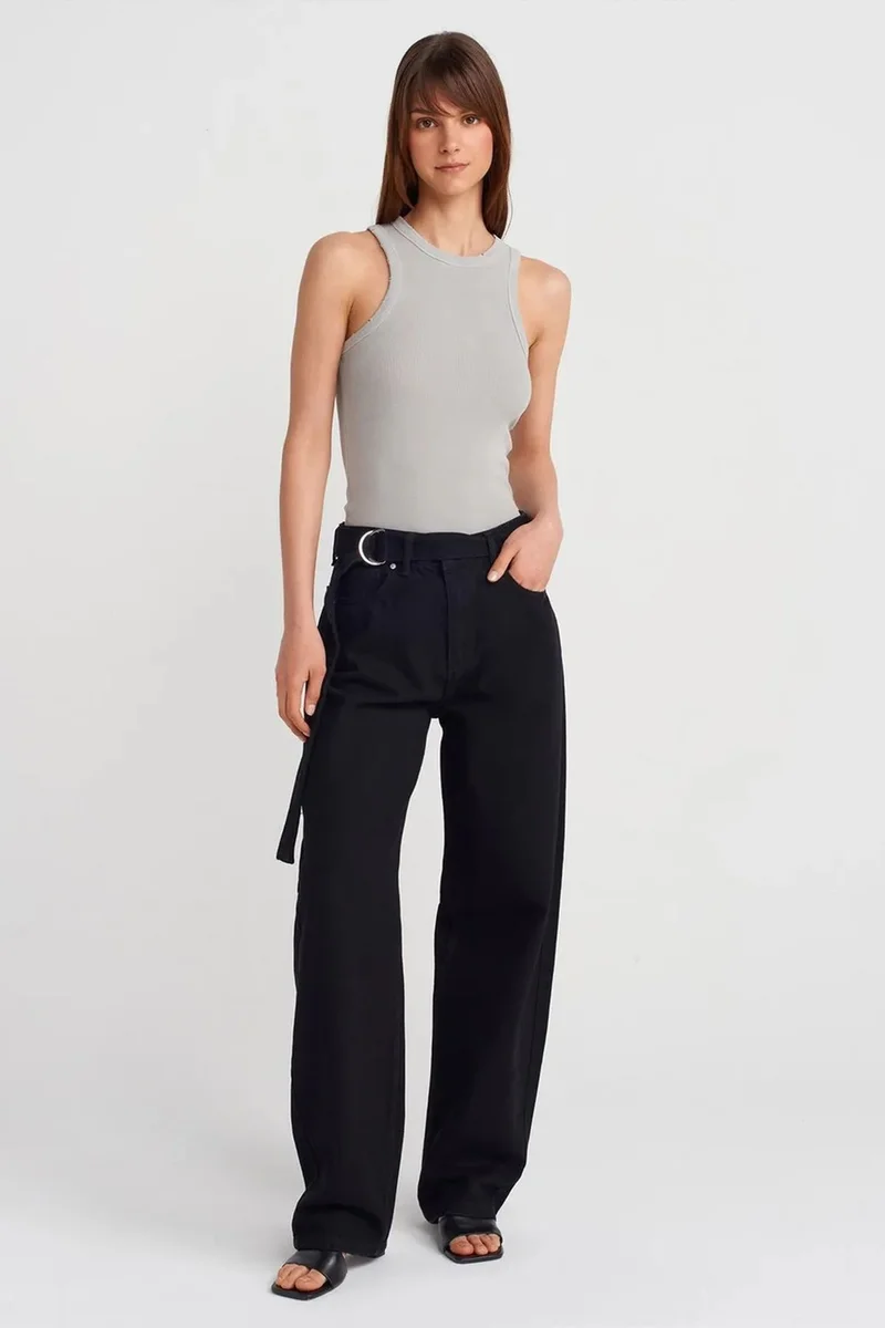 Dilvin Light Grey DILVIN Sleeveless Ribbed Knit Blouse for Women | Best Price UAE