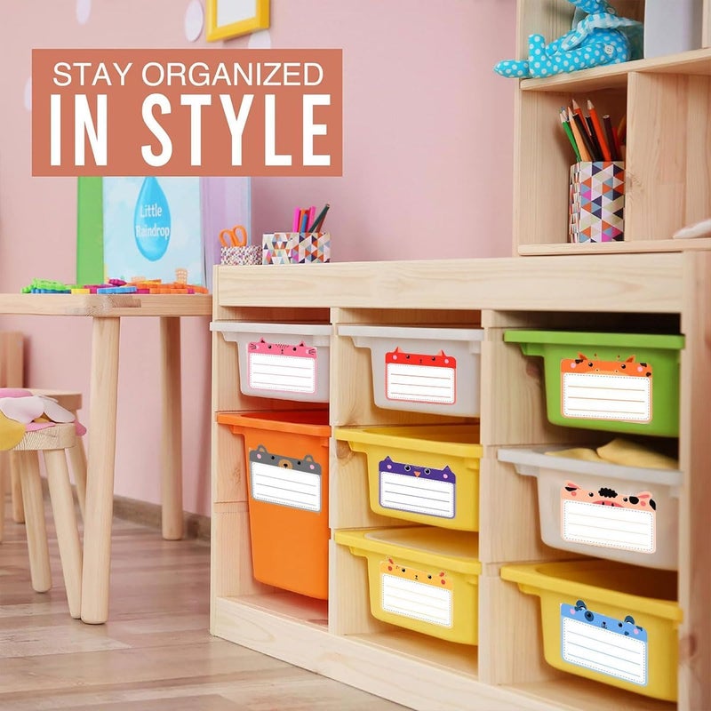 إي سي في في 80 قطعة من ملصقات زجاجات الأطفال الكبيرة (مقاس كل منها: 1.77 بوصة × 1.38 بوصة)، ملصقات زجاجات أطفال مقاومة للماء ذاتية التغليف للأطفال: مثالية للحضانة والمدارس وتنظيم المنزل مع طبعات حيوانات كرتونية - Image 4