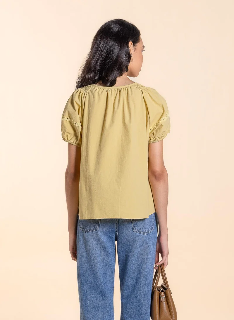 SHAPES LACE DETAILED COTTON TOP