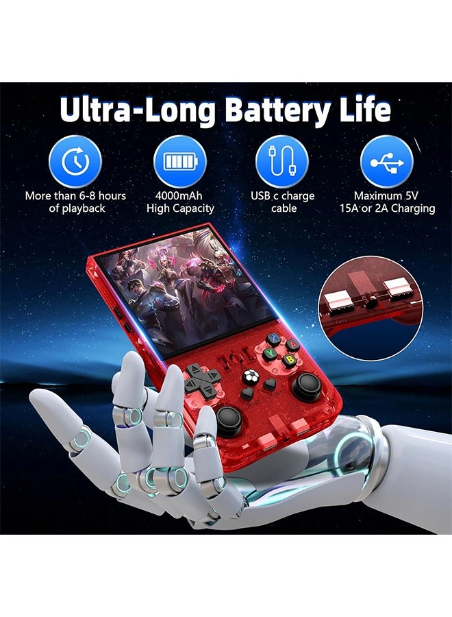 New R36MAX Retro Handheld Game Console, 4.0 Inch IPS Screen Retro Gaming Console,Linux System, 4000mAh Battery Portable Pocket Mini Arcade, Built-in 64G, Red - Image 3
