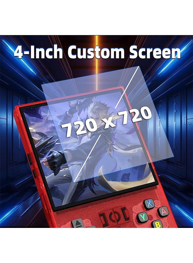 New R36MAX Retro Handheld Game Console, 4.0 Inch IPS Screen Retro Gaming Console,Linux System, 4000mAh Battery Portable Pocket Mini Arcade, Built-in 64G, Red - Image 5