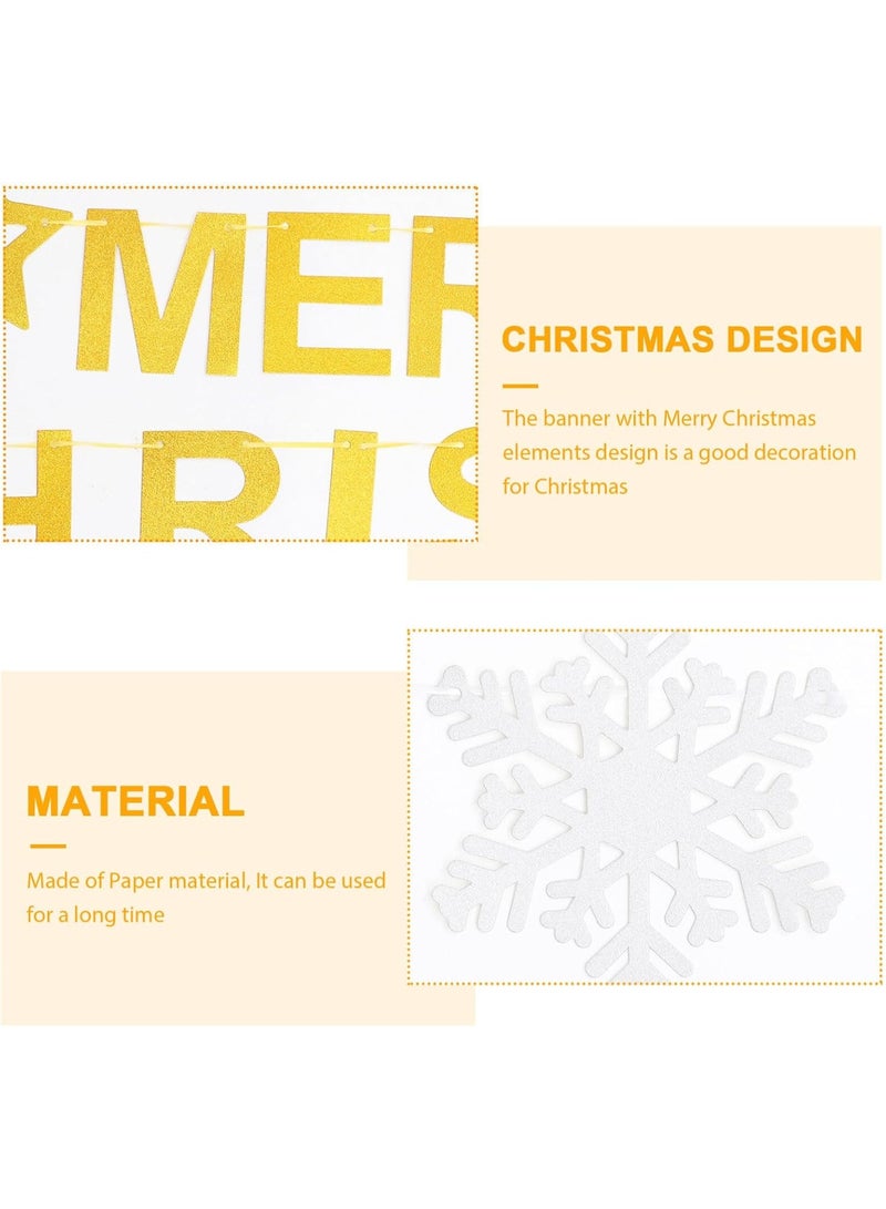 ذا بارتي بوبير مجموعة لافتة عيد ميلاد سعيد ذهبية مع إكليل نجمة - ديكورات لامعة معلقة للعطلات للمنزل والحفلات والمدفأة والجدار وشجرة عيد الميلاد - Image 5