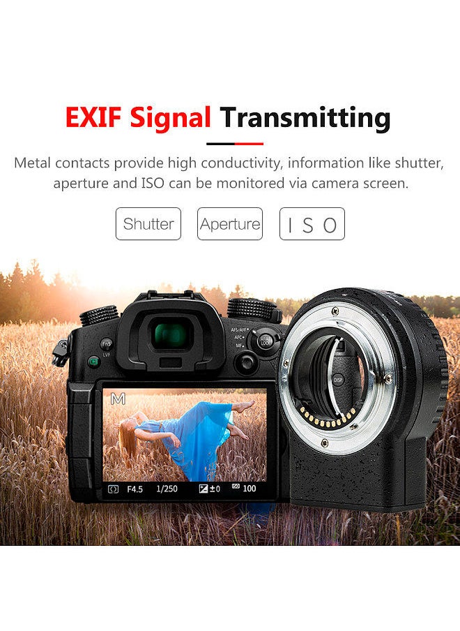 Generic - Viltrox NF-M1 Auto Focus Lens Mount Adapter Support VR EXIF Transmitting Compatible with Nikon F Mount Lens to Micro Four Thirds(MFT, M4/3) Camera - Image 1