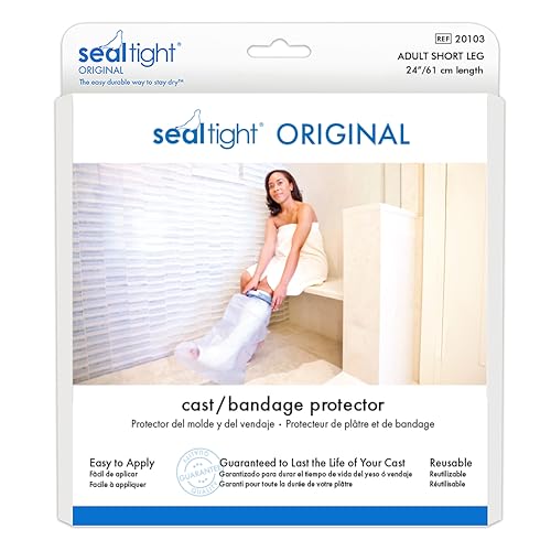 Brownmed - Seal-Tight Original Cast & Bandage Protector - Waterproof Adult Leg Cast Cover for Shower & Swimming - Foot Cover & Shower Bag - Adult Short Leg. - Image 1