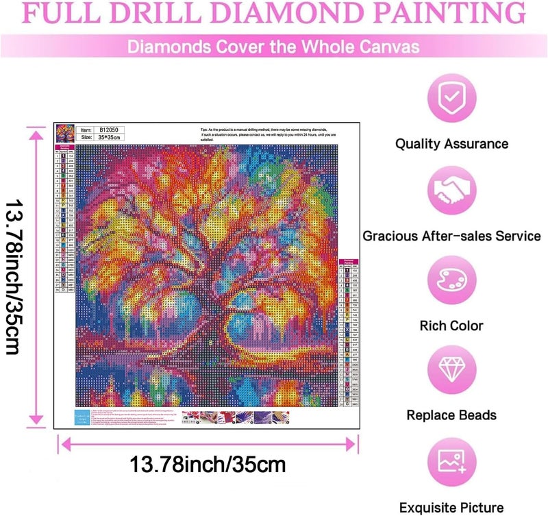 WOLBLIX Tree of Life Diamond Painting Kits for AdultsFull Drill Diamond Art Kits for BeginnersRound 5D DIY Diamond Dots Paintings Diamonds Pictures Gem Art and Crafts Home Decor 1378x1378 inch - Image 4
