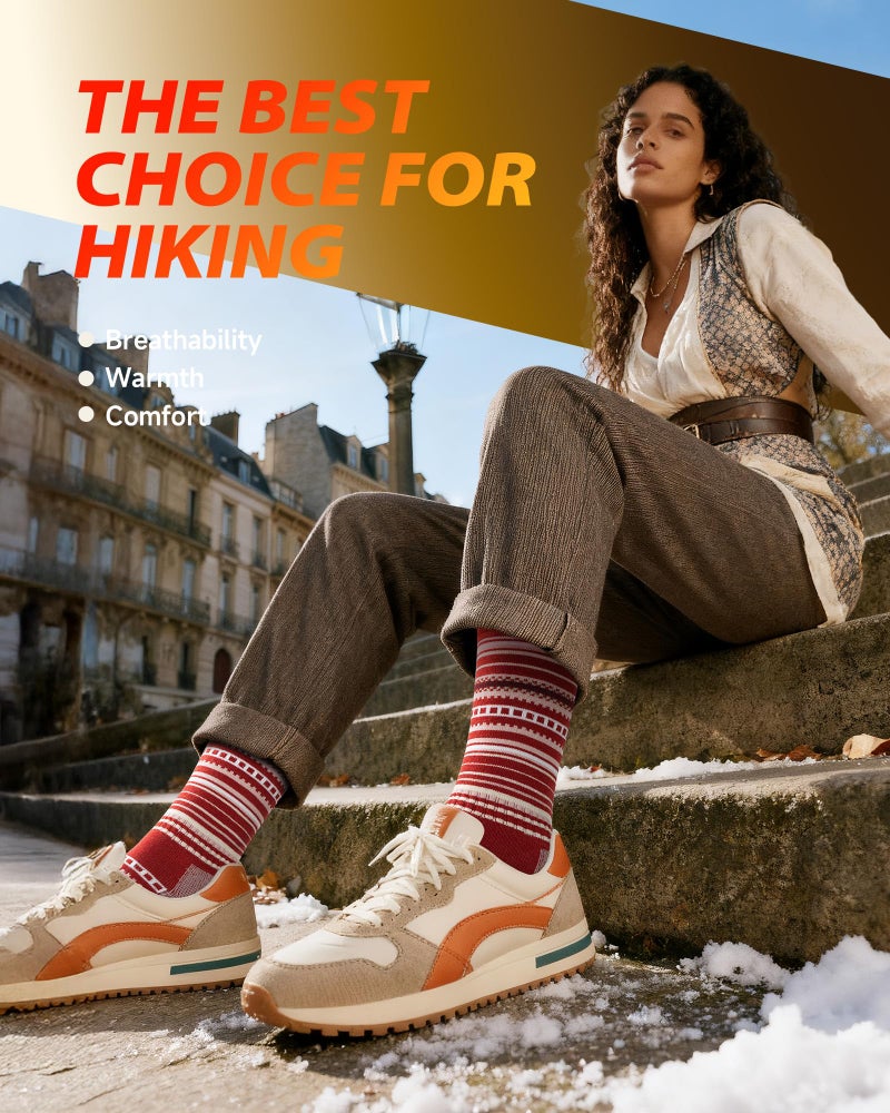 RUIXUE Merino Wool Hiking Socks for Men Women | OEKO-TEX & GRS Certified | Seamless Toe, Terry Cushioned, Odor-Resistant, Breathable Soft Stretch Thermal Warm Boot Sock - 3 Pairs - Image 4
