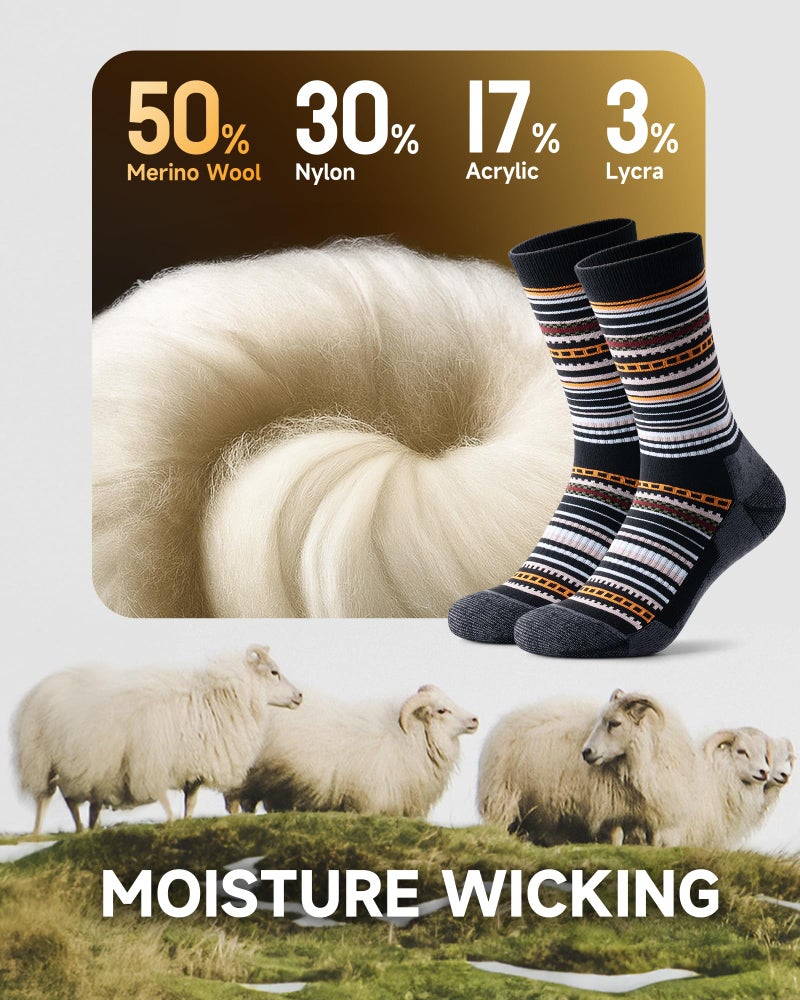 RUIXUE Merino Wool Hiking Socks for Men Women | OEKO-TEX & GRS Certified | Seamless Toe, Terry Cushioned, Odor-Resistant, Breathable Soft Stretch Thermal Warm Boot Sock - 3 Pairs - Image 5
