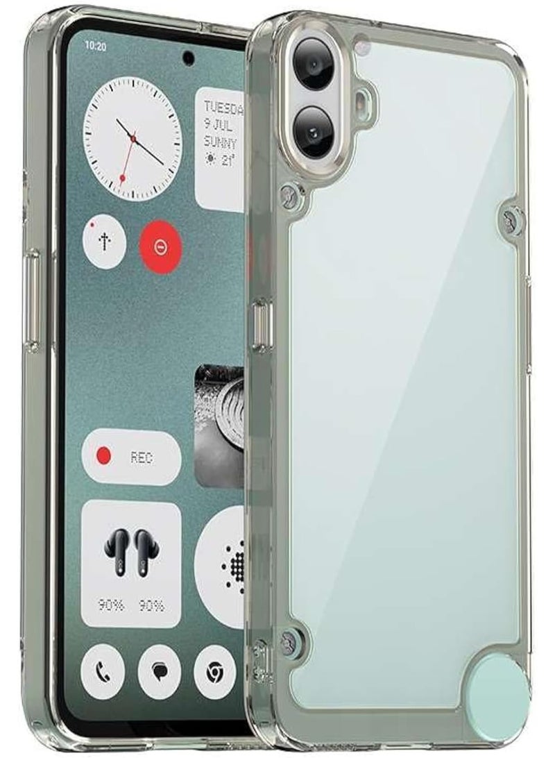VKL Compitable with Nothing CMF Phone 1 2024 Case, Crystal Clear Slim Hybrid Hard Back and TPU Rubber Grip Rim Bumper Skin Shockproof Cover for Nothing CMF Phone 1 (Grey) - Image 1
