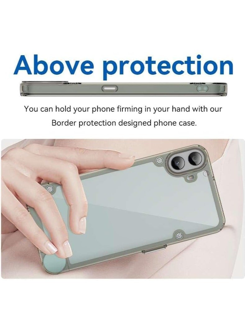 VKL Compitable with Nothing CMF Phone 1 2024 Case, Crystal Clear Slim Hybrid Hard Back and TPU Rubber Grip Rim Bumper Skin Shockproof Cover for Nothing CMF Phone 1 (Grey) - Image 3